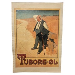 Art Deco Advertising Poster Tuborg Beer, Denmark, 1940s