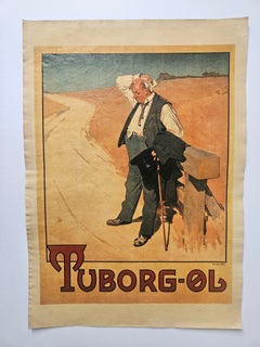 Art Deco Advertising Poster Tuborg Beer, Denmark, 1940s
