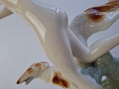 Royal Dux Art Deco Diana with Greyhound by Elly Strobach König, c. 1930