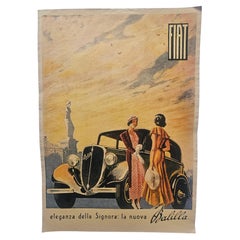 Art Deco Advertising Poster Fiat Automobile, around 1930