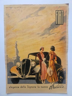 Art Deco Advertising Poster Fiat Automobile, around 1930