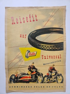 Art Deco Nice Advertising Poster Fulda Tires, around 1930