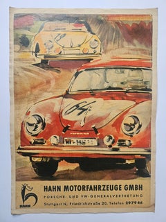 Art Deco Advertising Poster Porsche Automobile, around 1930