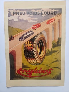 Art-Déco-Werbeplakat aus Nizza von Englebert Pneu, um 1930