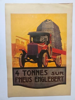 Art-Déco-Werbeplakat aus Nizza von Englebert Pneu, um 1930