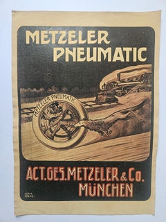 Affiche publicitaire Art déco « Metzeler Pneumatic », vers 1930