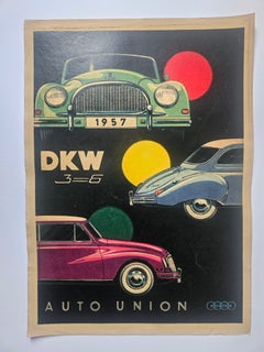 Art Deco Advertising Poster DKW Auto Union Automobile, around 1930