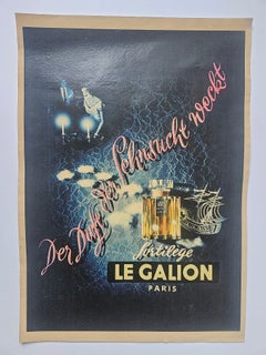 Art Deco Advertising Poster Parfume Le Galion, France, 1940s