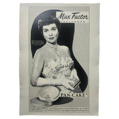 Art Deco Advertising Poster Max Factor, Pan Cake, USA, 1940s