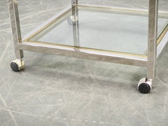 1970s Italian Chrome, Brass and Glass Nesting Tables, Set of Three