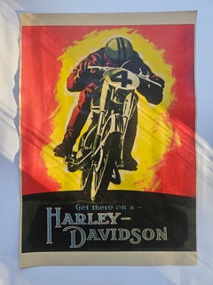 Art Deco Advertising Poster Harley Davidson Motorcycle, around 1930