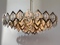 1960s Design Glass and brass Chandelier by Jaroslav Bejvl for Kamenicky Senov