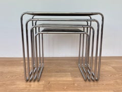 Rare Bauhaus chrome Nesting Tables B9, Marcel Breuer-1940s