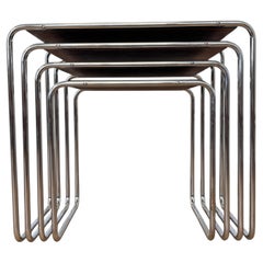 Rare Bauhaus chrome Nesting Tables B9, Marcel Breuer-1940s