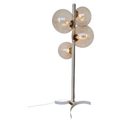 RARE Midcentury Floor brass and art glass Lamp by Drukov, 1960s - Czechoslovakia