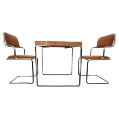Design wood and chrome Dining Table and chairs by Ladislav Vrátník, 1970s