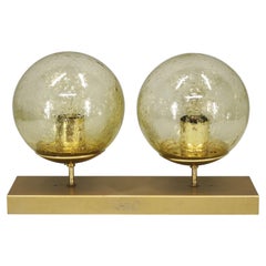 1970s Czech Space Age Double Wall Light with Amber Bubble Glass Globes