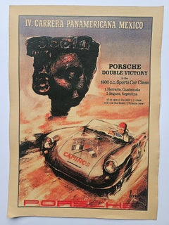 Art Deco Advertising Poster Porsche Carrera Automobile, around 1940