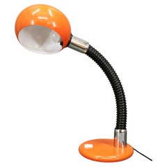 1970s Italian Orange Space Age Adjustable Gooseneck Table Lamp