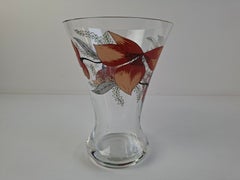 Vintage-Glasvase „Bohemia Crystalex“ mit Blumenmuster, Tschechoslowakei, um 1980