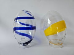 Set of Two Glass Sculptures Egg, Karisma, IKEA, Bjorn Ronnqvist, Sweden, 1990s