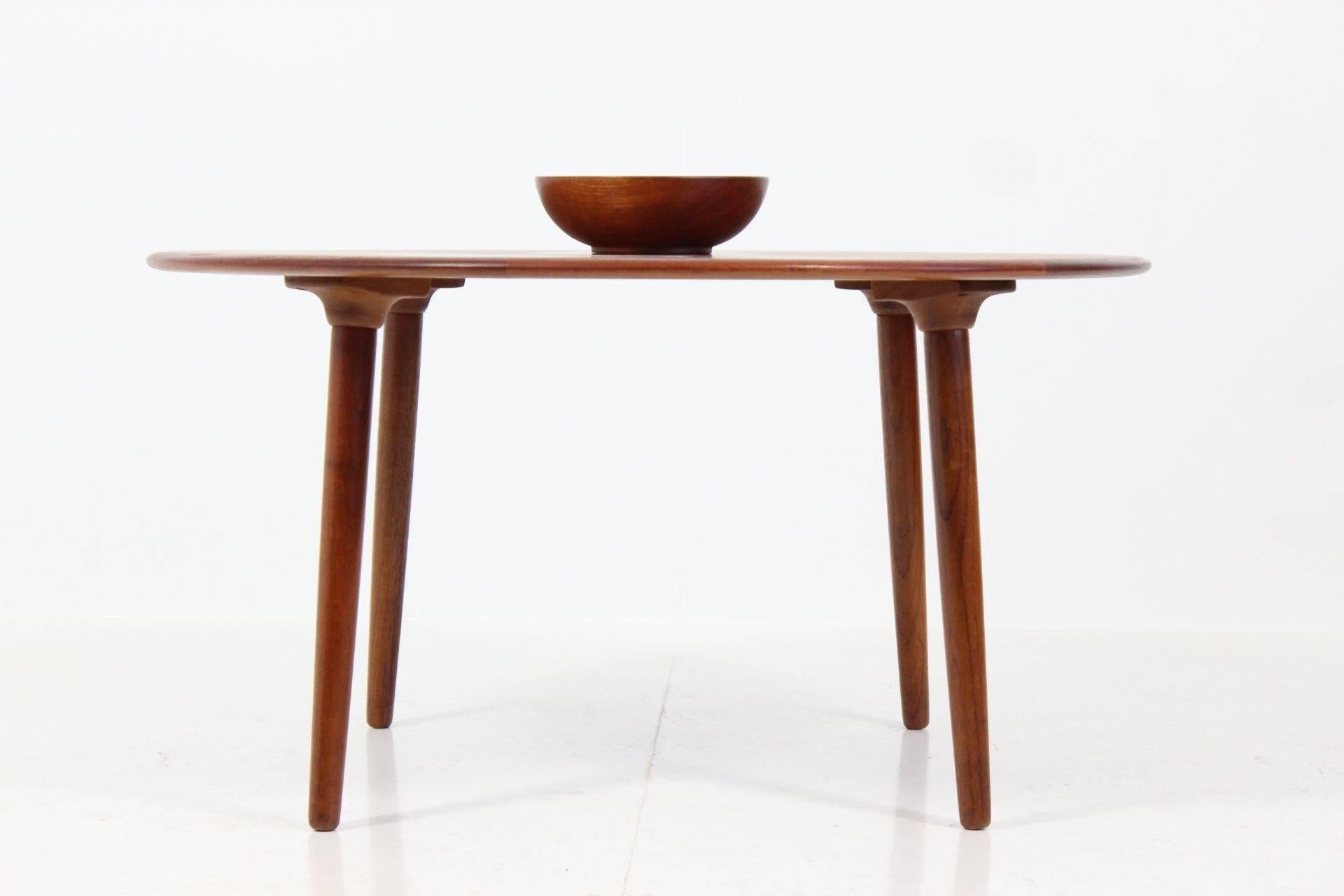 Mid-20th Century Henry W. Klein Geometric Pattern Round Teak Coffee Table for Bramin