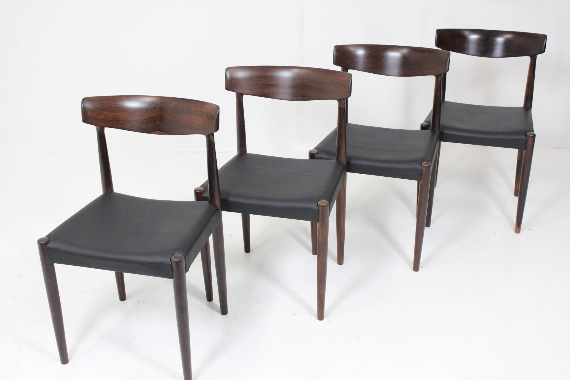 Set of Four Dining Palisander Chairs Attributed to Knud Faerch In Good Condition In Praha, CZ