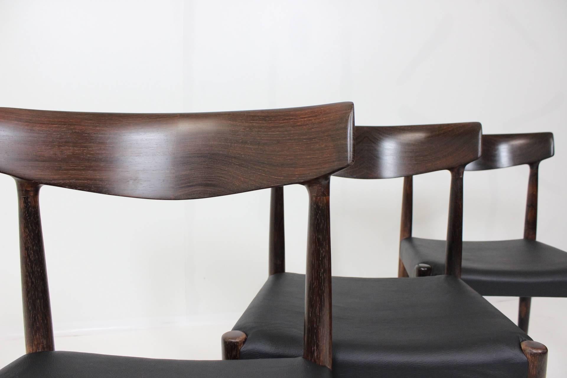 Mid-20th Century Set of Four Dining Palisander Chairs Attributed to Knud Faerch