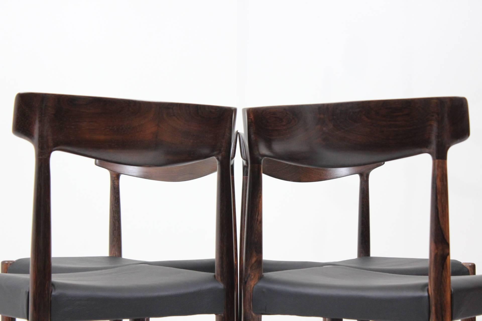 Set of Four Dining Palisander Chairs Attributed to Knud Faerch 2