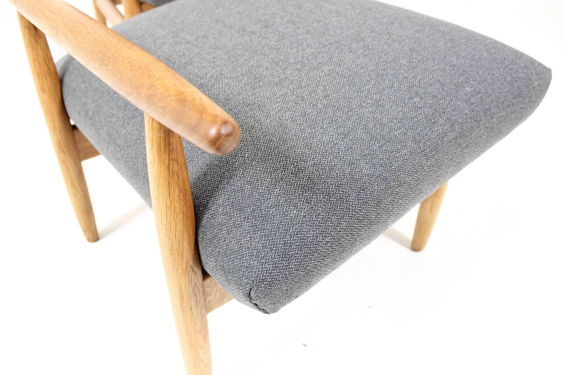 Fabric Ejvind A. Johansson High Back Armchair with Stool for FDB Møbler