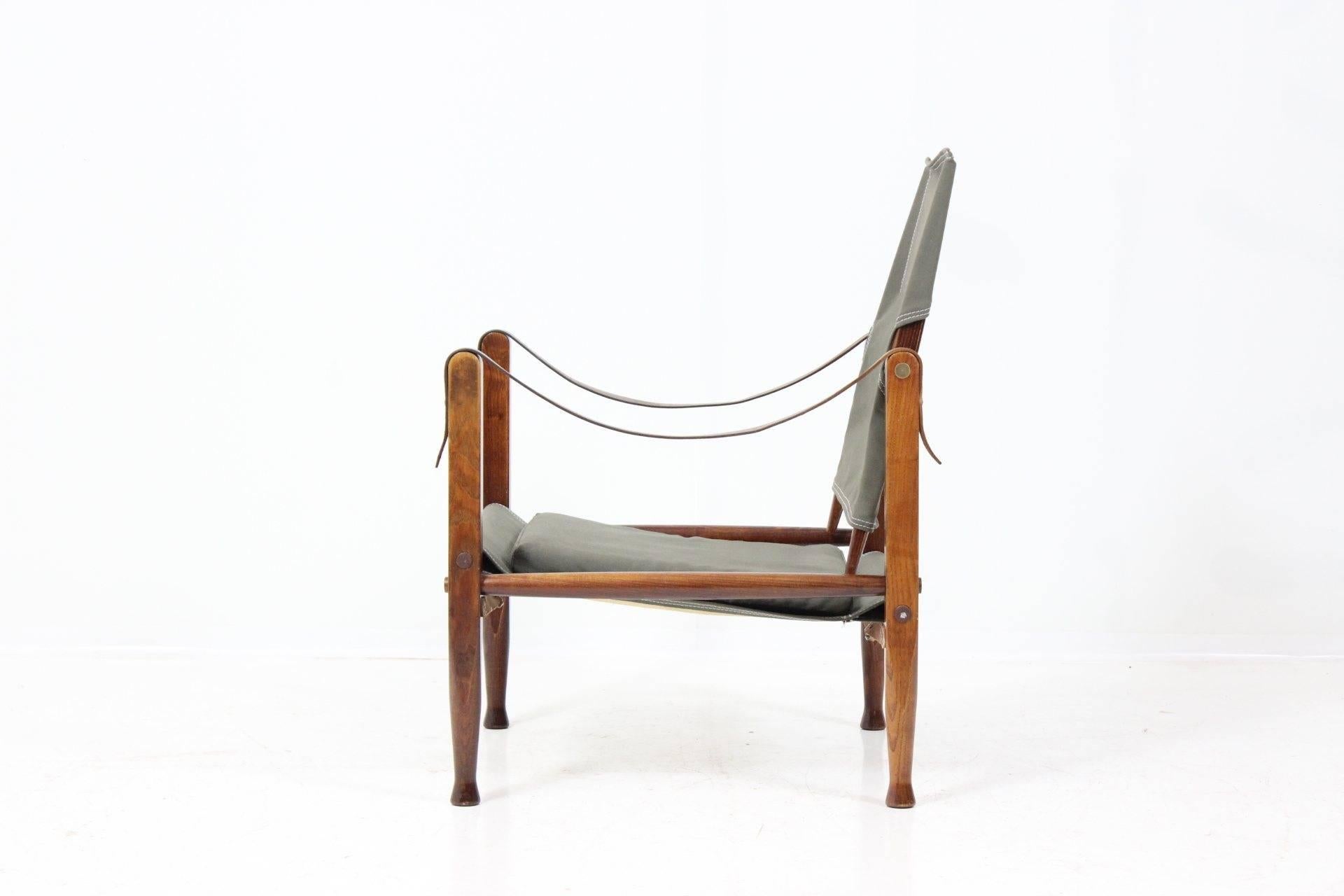 Scandinavian Modern Kaare Klint Safari Chair by Rud. Rasmussen, New Upholstery & Tibetian Lamb Cover