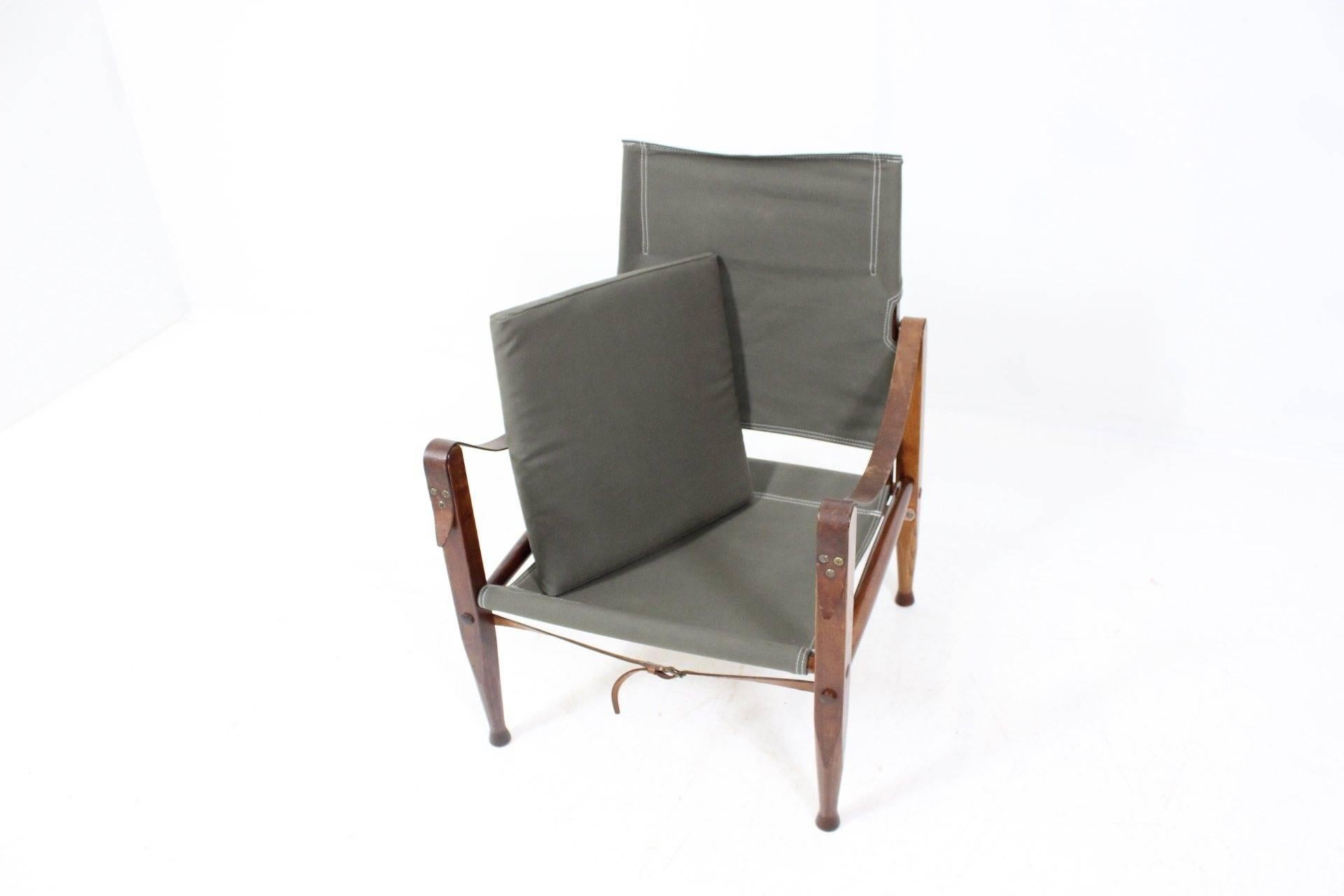 Kaare Klint Safari Chair by Rud. Rasmussen, New Upholstery & Tibetian Lamb Cover In Good Condition In Praha, CZ
