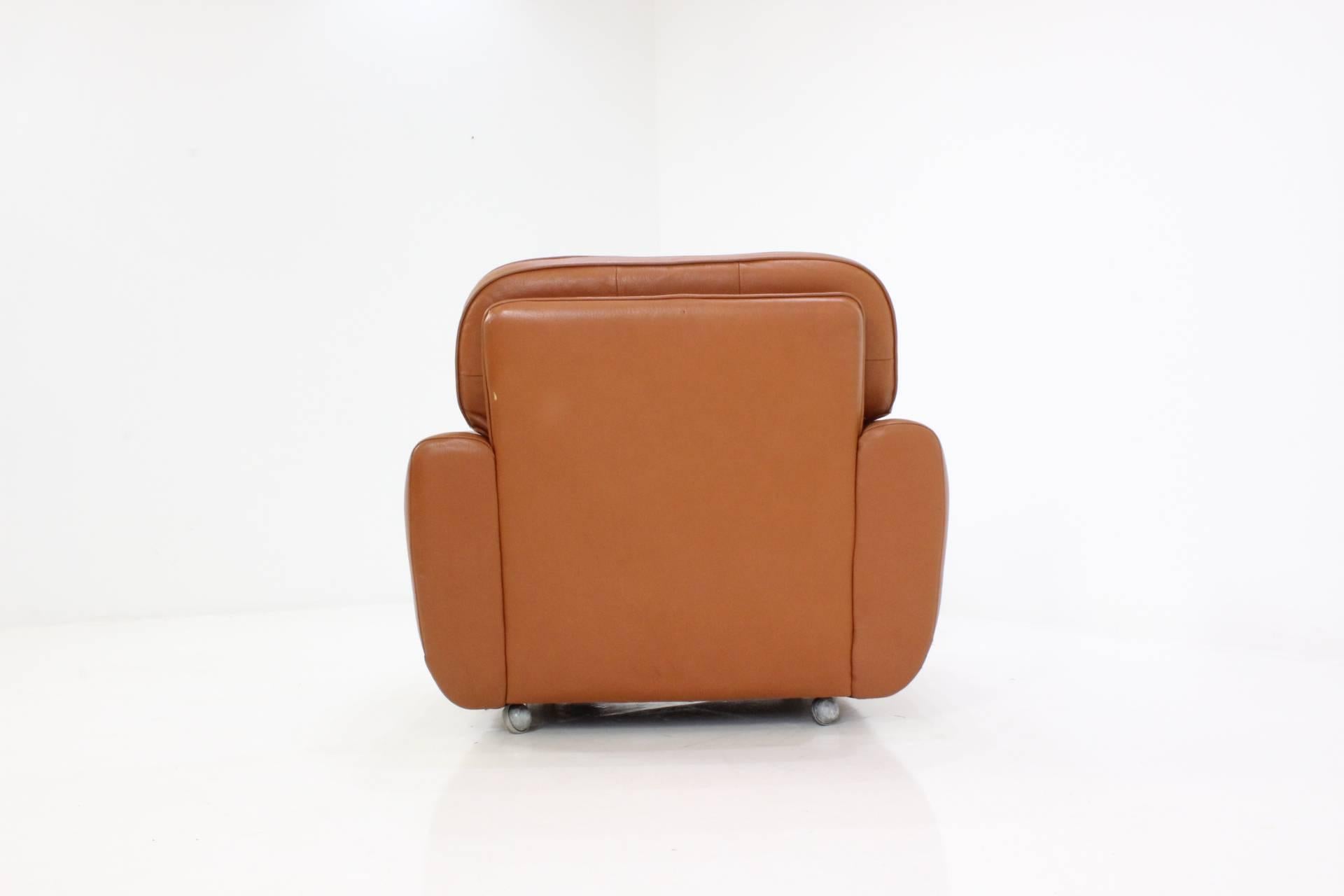 Czech Brown Leather Armchair