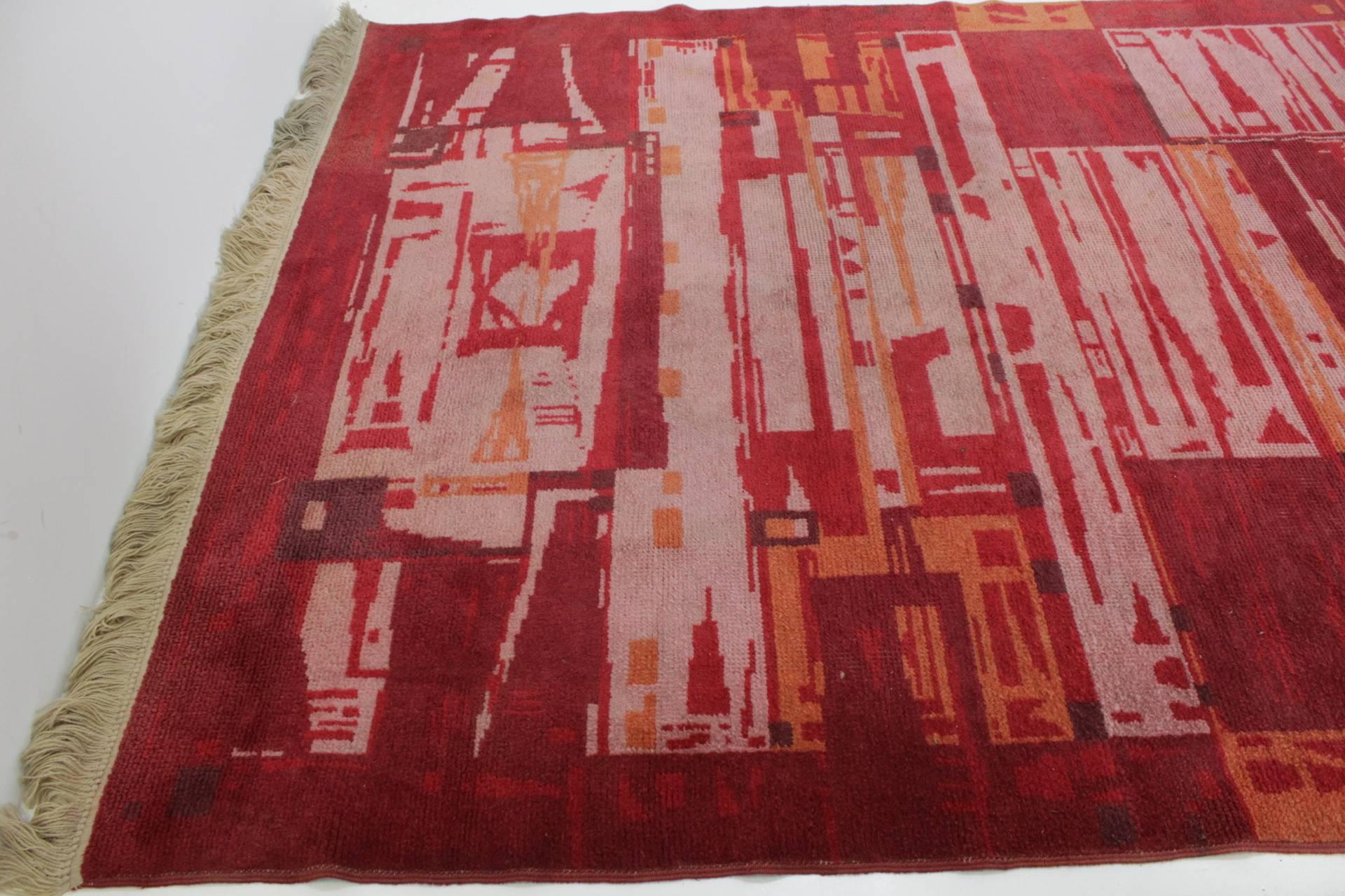Tschechoslowakischer geometrischer Teppichteppich, 1950er Jahre (Tschechisch) im Angebot