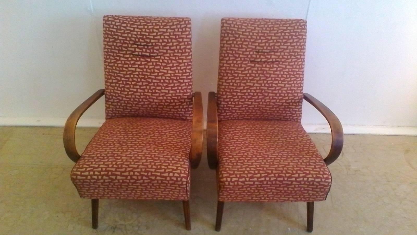 Czech 1960 Pair of Thon/Thonet Bentwood Lounge Chairs