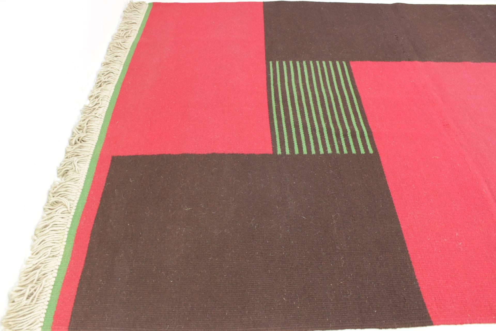 Mid-20th Century Czechoslovakian Geometric Modernist Carpet For Sale