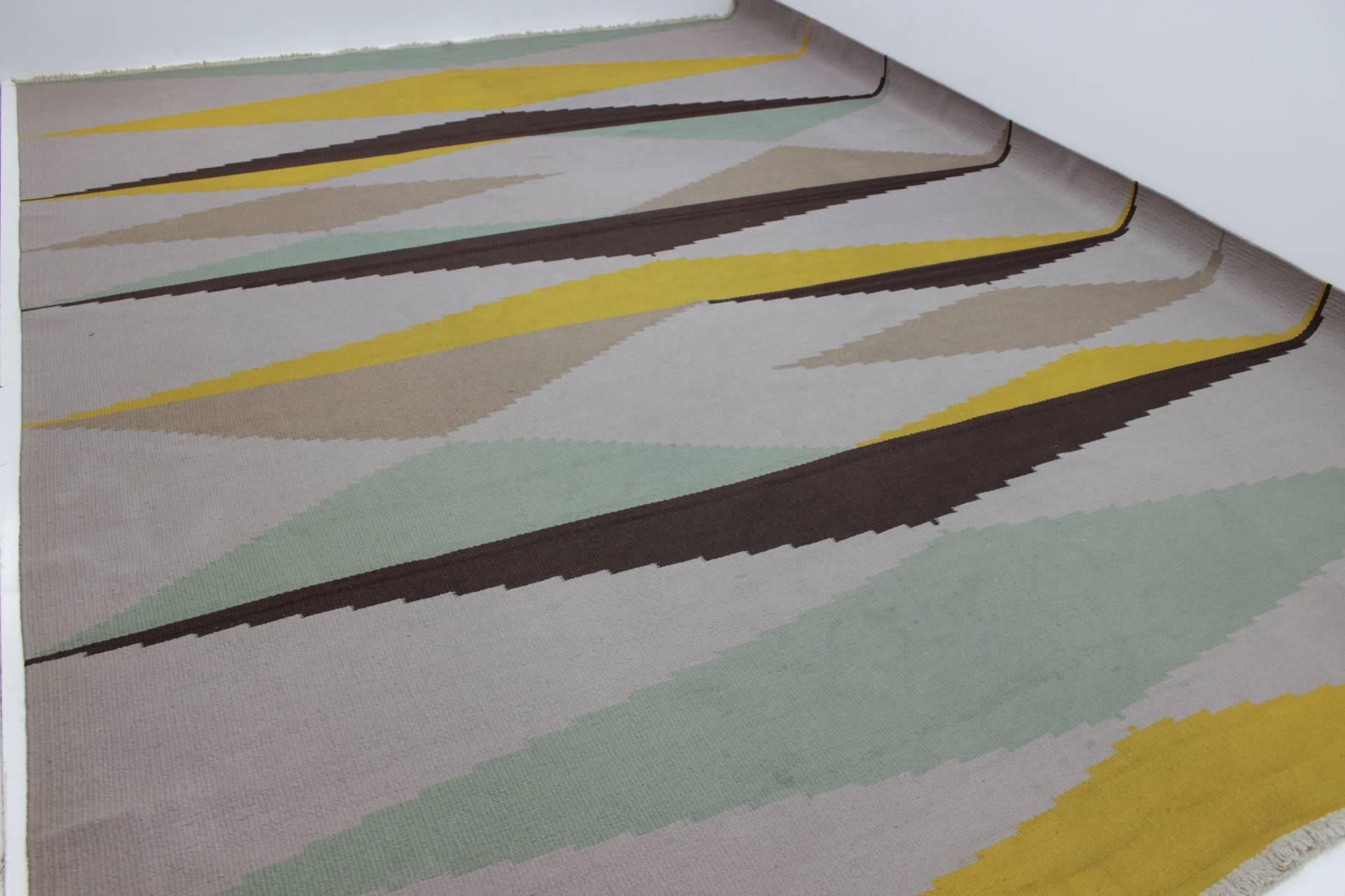 Großer geometrischer Kelim-Teppich der großen Moderne, A. Kybal (Tschechisch) im Angebot