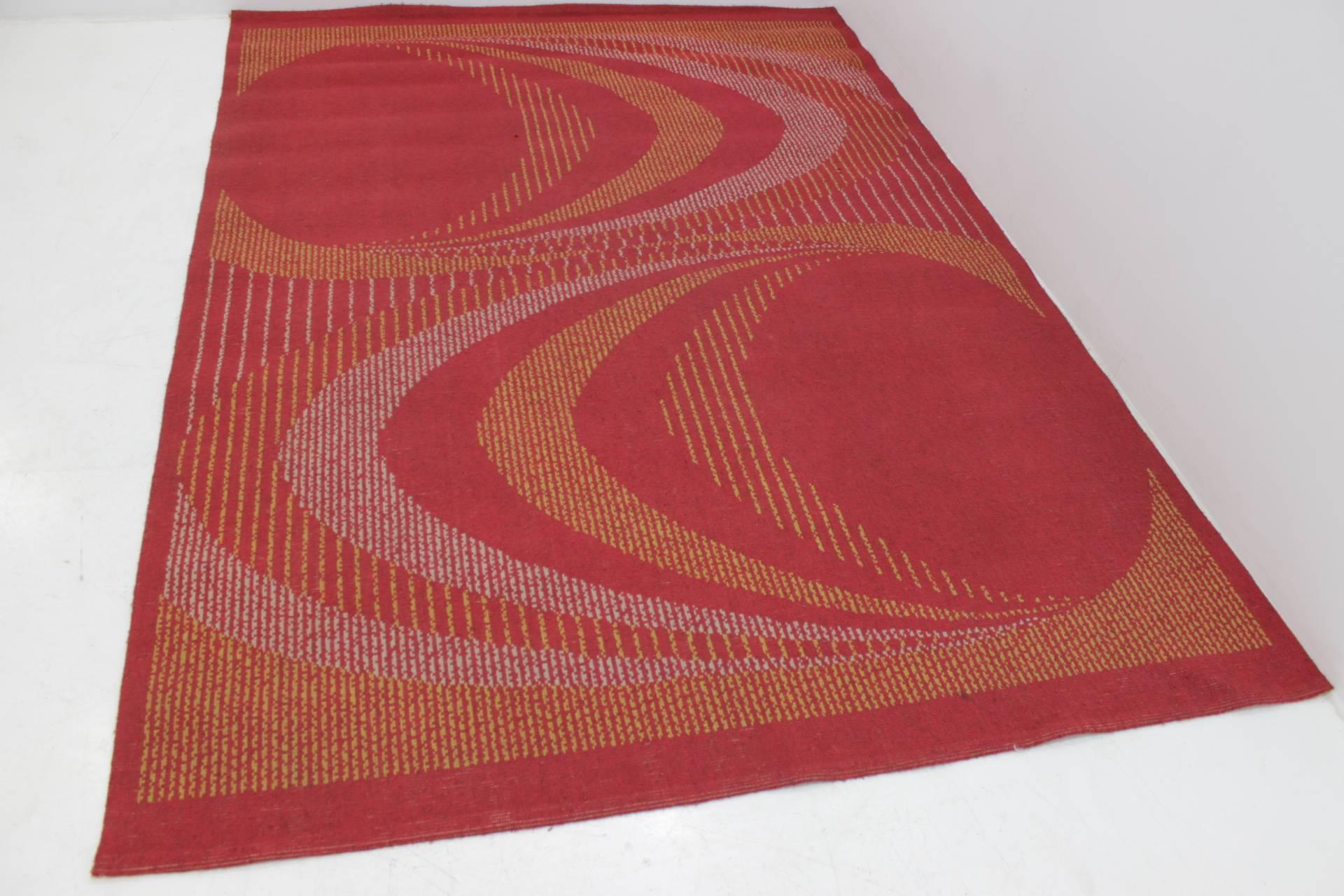 Czech Midcentury Geometric Carpet For Sale