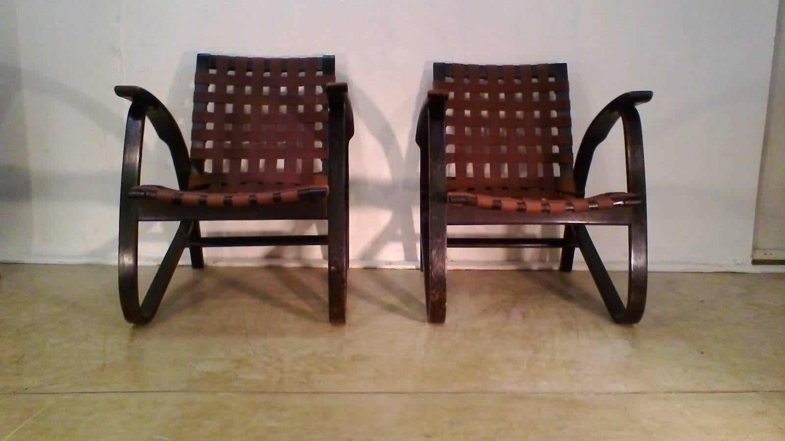 Ensemble de fauteuils en bois de hêtre courbé, design Jan Vank, années 1930 Bon état - En vente à Praha, CZ