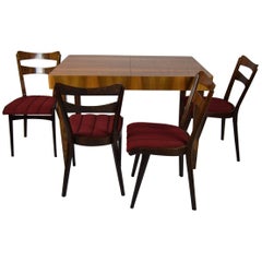 Set of Four Teak Dining Chairs and Dining Table, 1960s