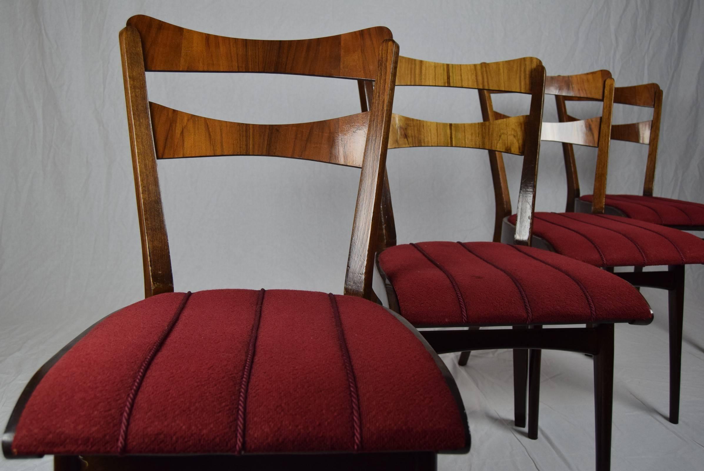 Set of Four Teak Dining Chairs and Dining Table, 1960s 2