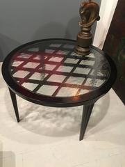 Large 1950s Grid Pattern Gio Ponti Style Coffee Table with Original Glass