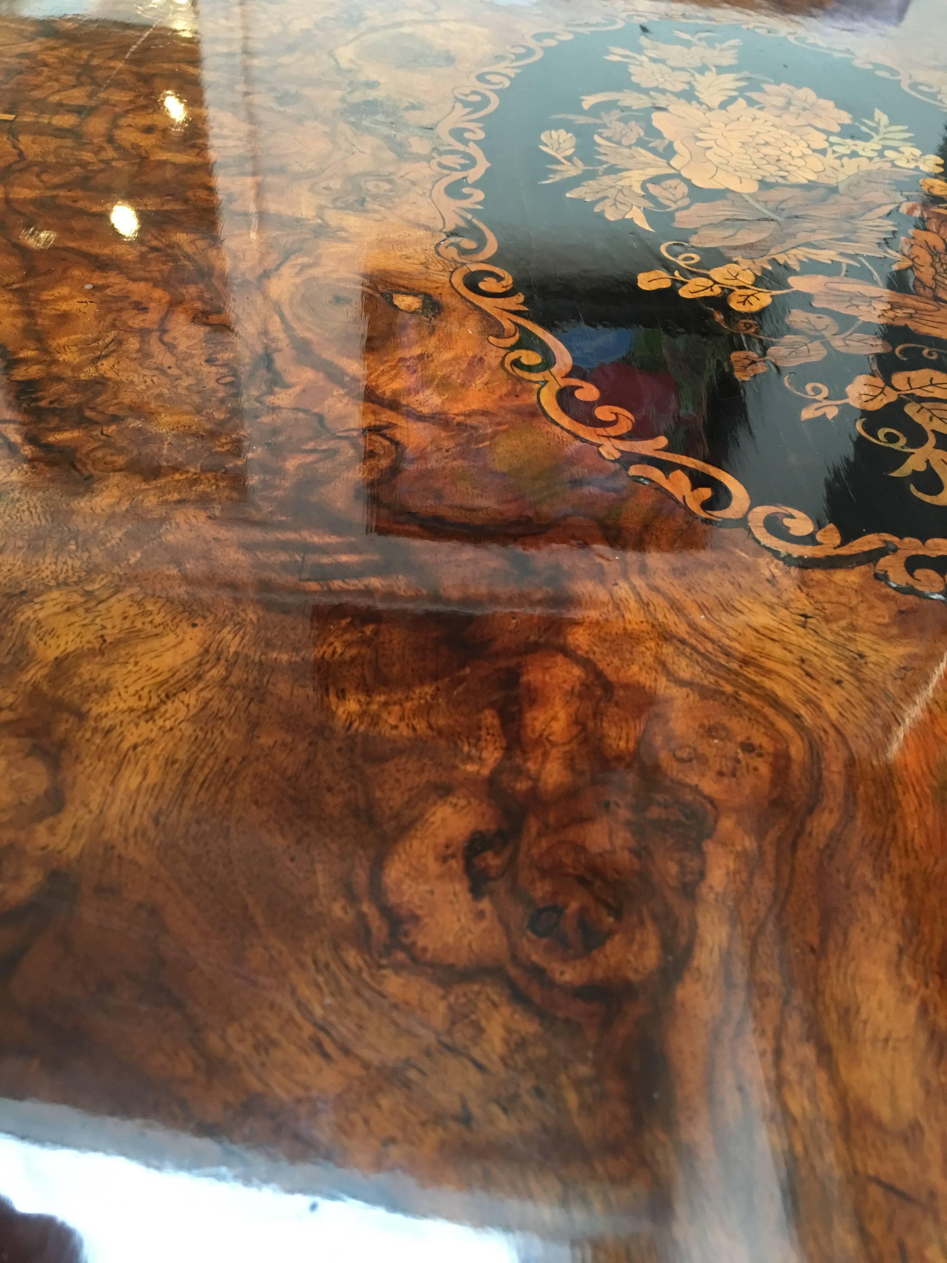 19th Century Napoleon III, Burr Walnut & Marquetry Writing Table, circa 1870 In Good Condition For Sale In London, GB
