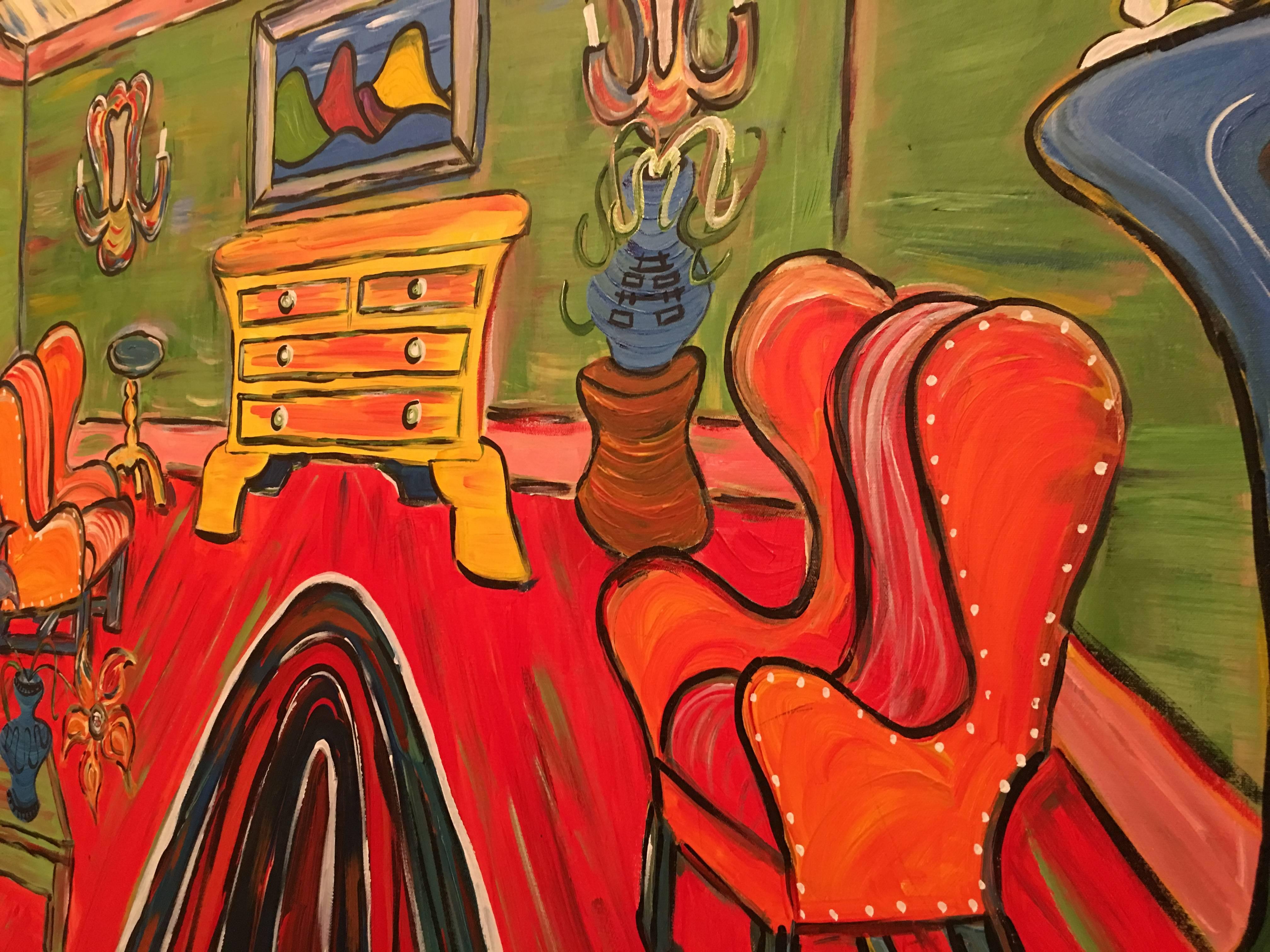 Contemporary David Harper Original Painting on Canvas Drawing Room