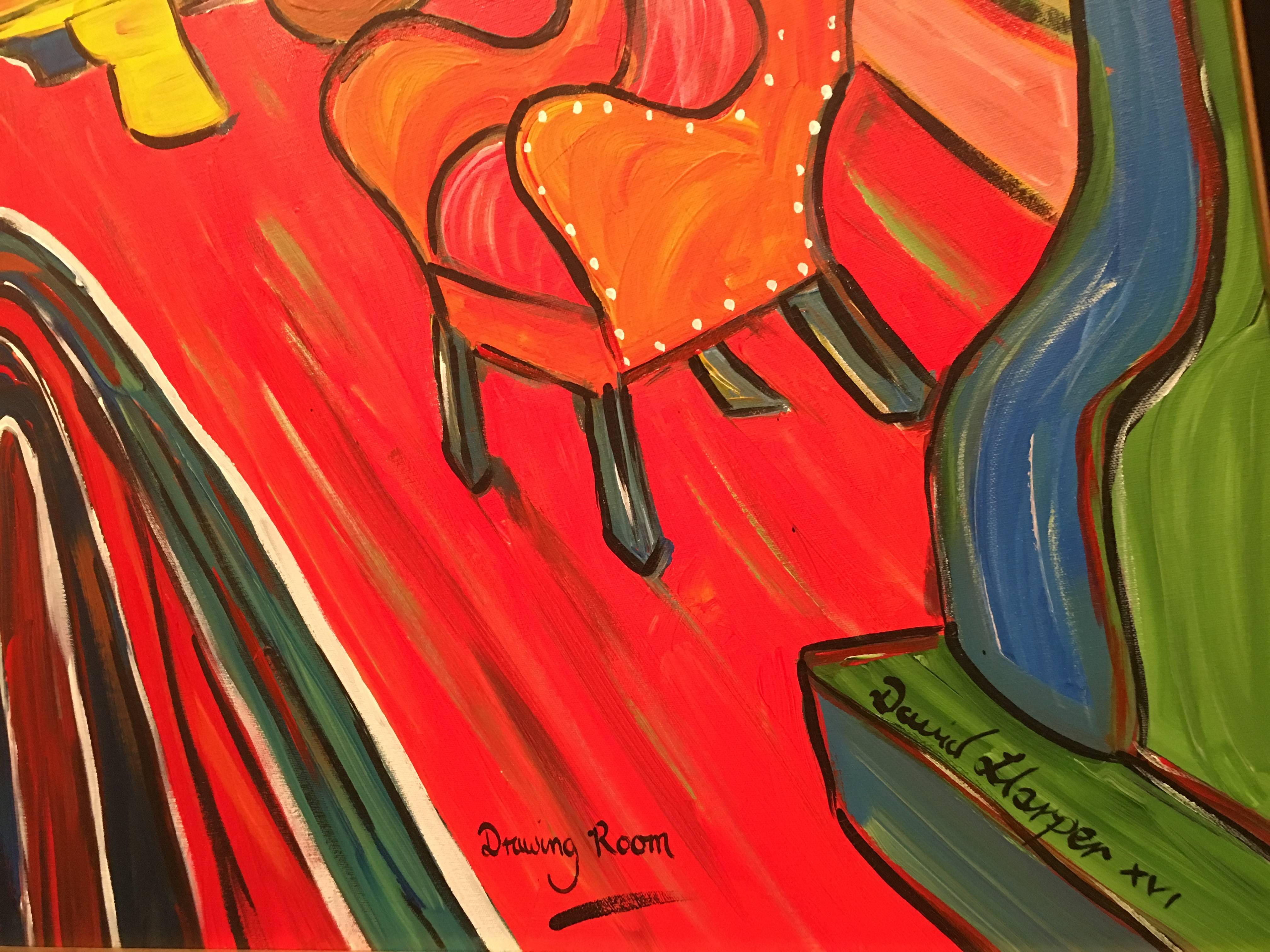 David Harper Original Painting on Canvas Drawing Room 1