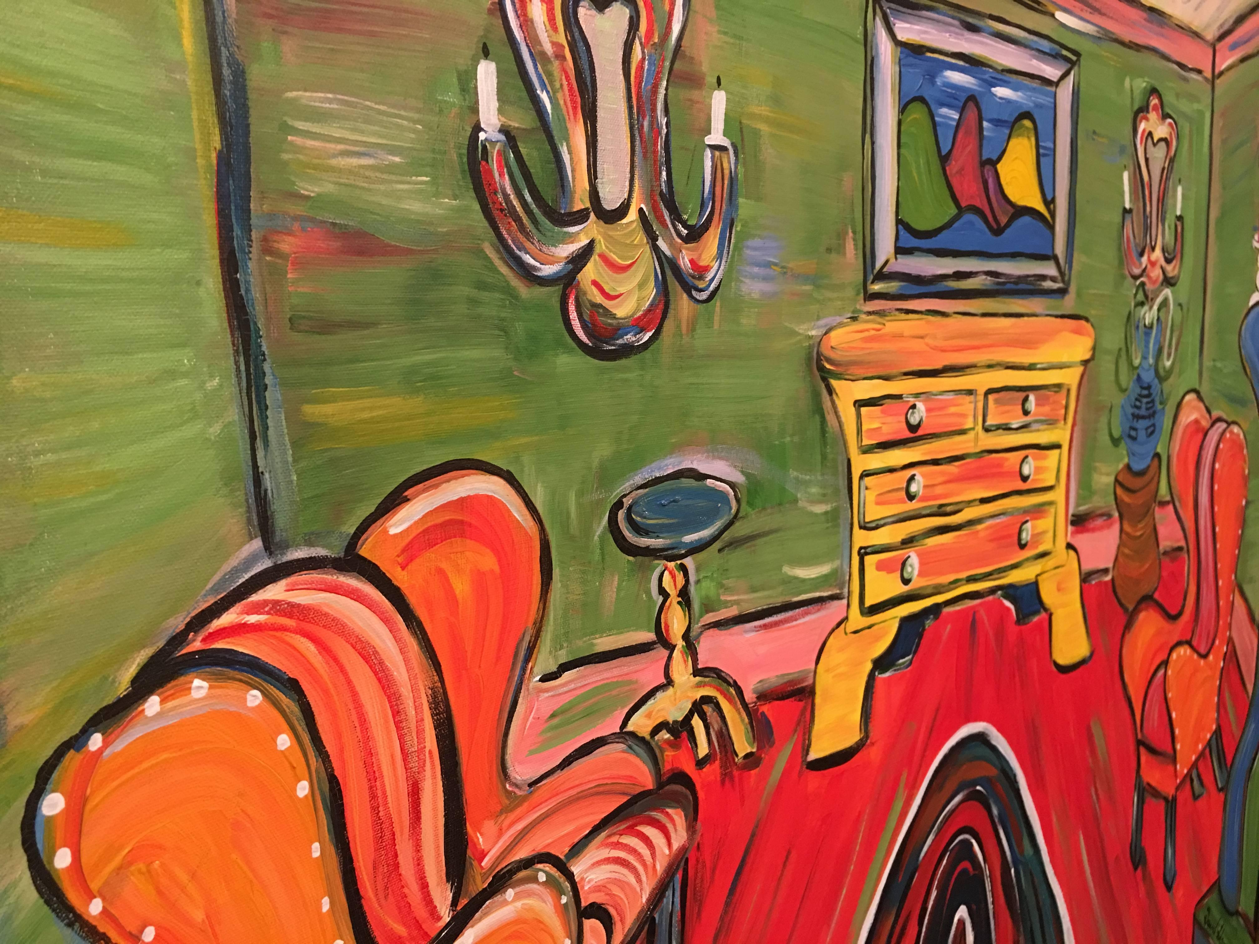 David Harper Original Painting on Canvas Drawing Room 4