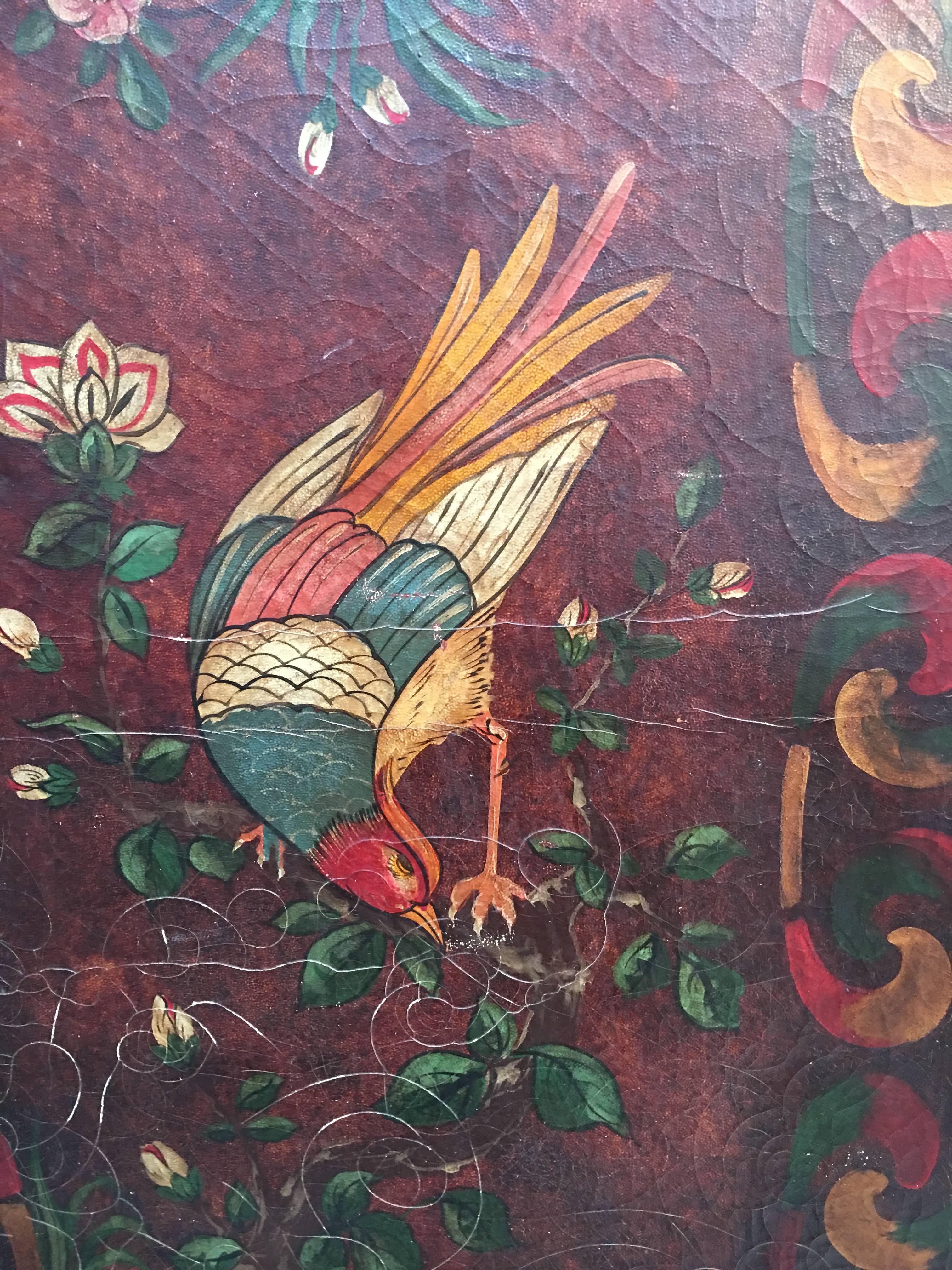 Fabulous Arts & Crafts Double-Sided Four Fold Painted Screen, circa 1900 In Good Condition For Sale In London, GB