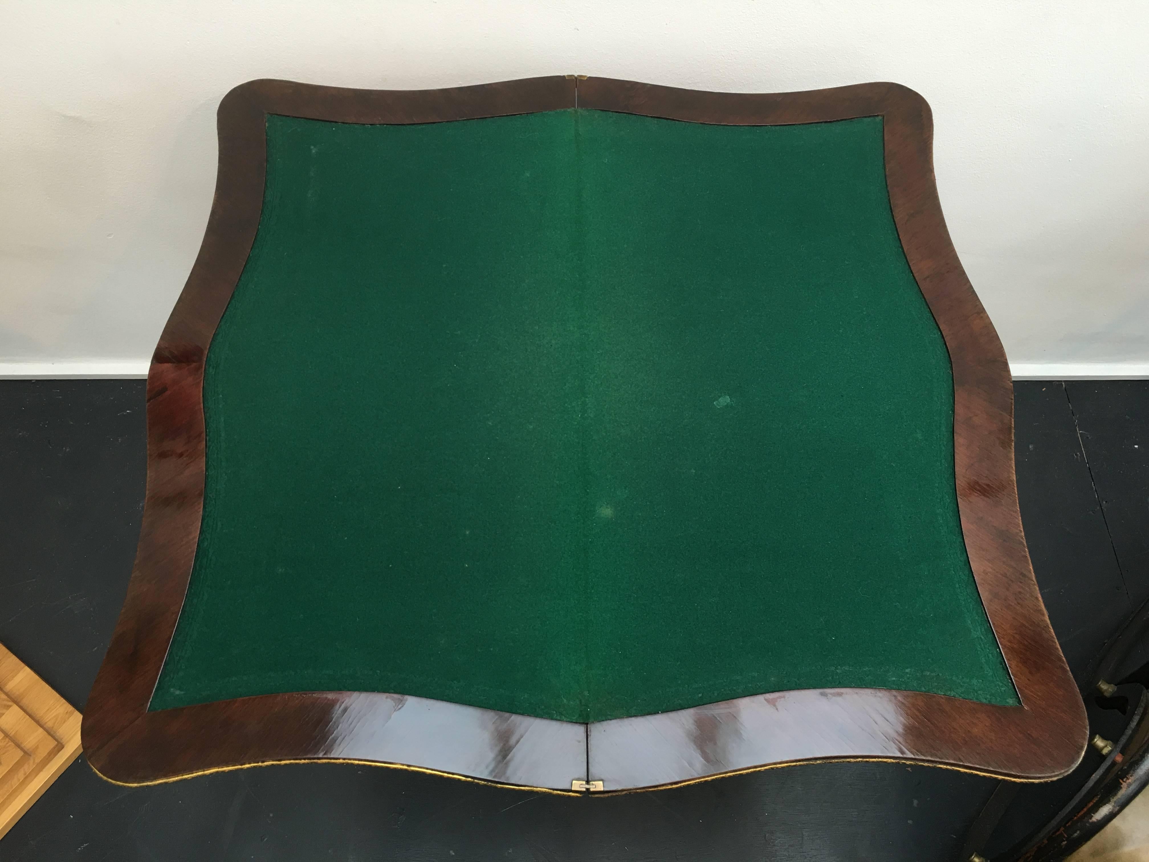 19th Century French Parquetry and Gilt Serpentine Fronted Fold over Games Table 2