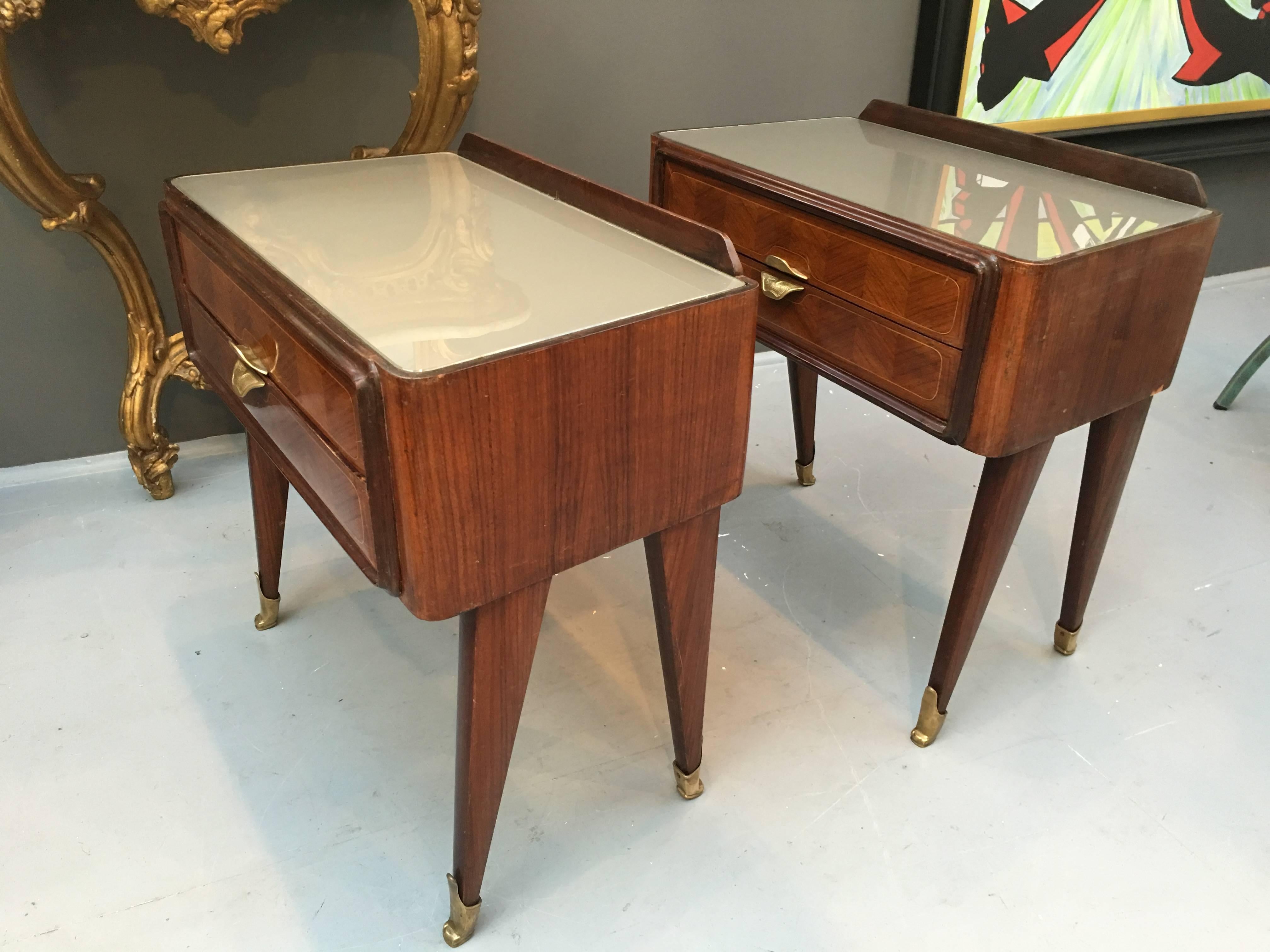 Modern Fabulous Pair of 'Dassi' 1950s Rosewood and Satinwood Parquetry Side Tables For Sale