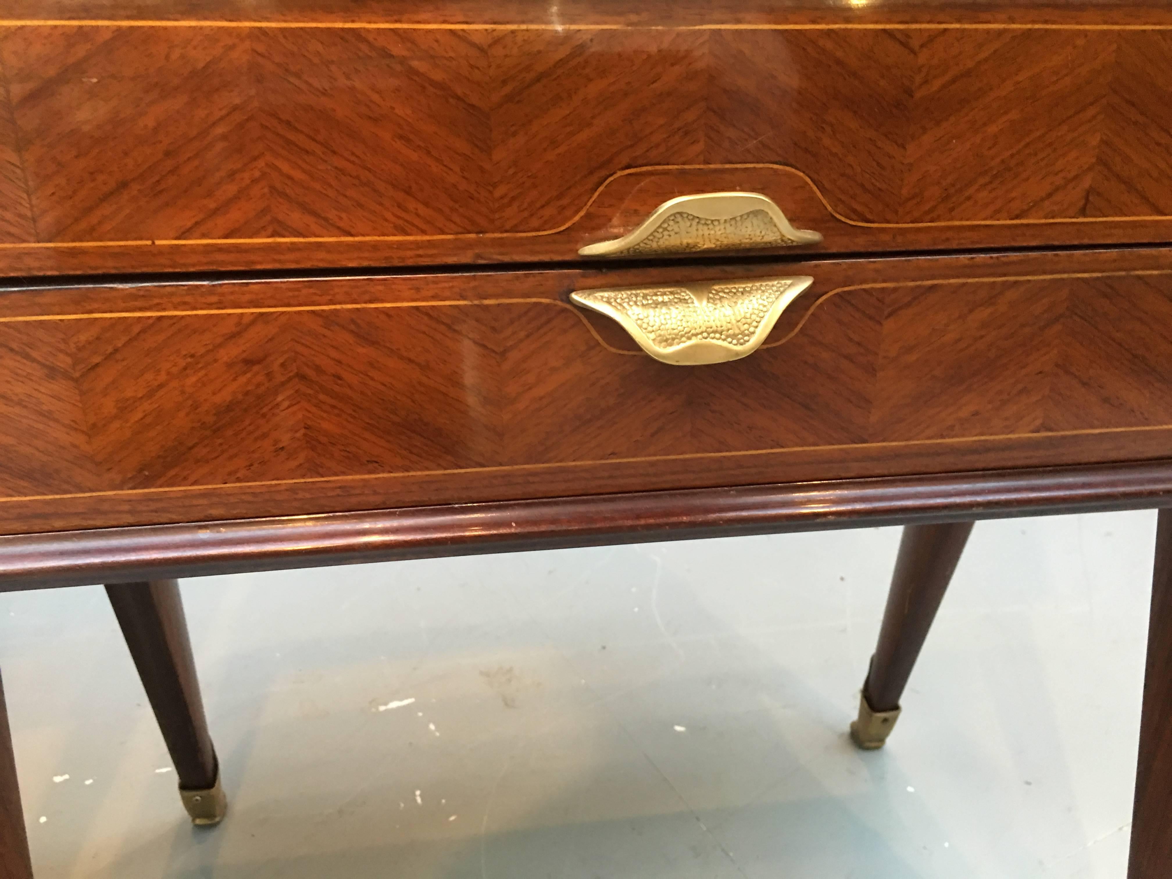 Fabulous Pair of 'Dassi' 1950s Rosewood and Satinwood Parquetry Side Tables In Good Condition For Sale In London, GB